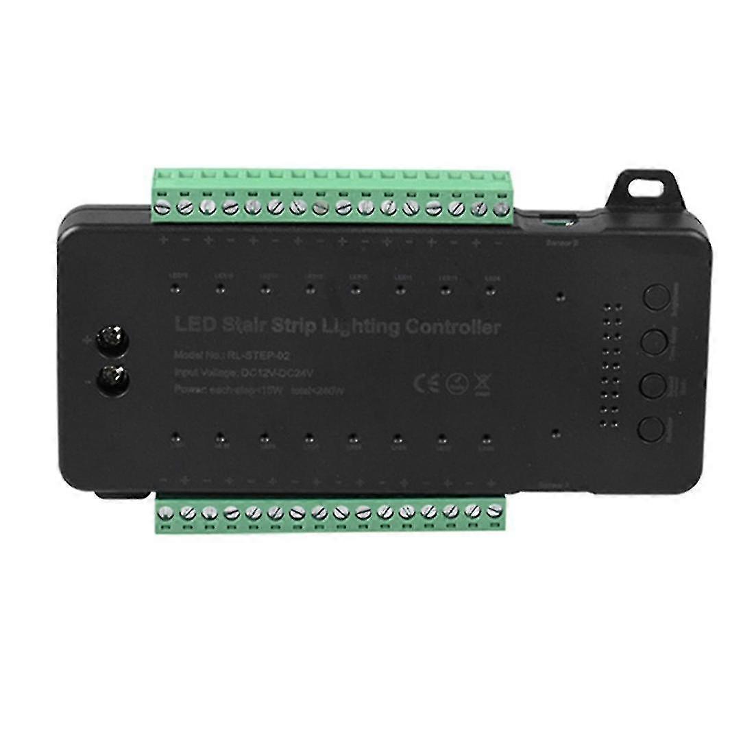 Dimmable Stair Led Controller 16 Channels Dual Pir Motion Sensor Step Light Strip Staircase Control