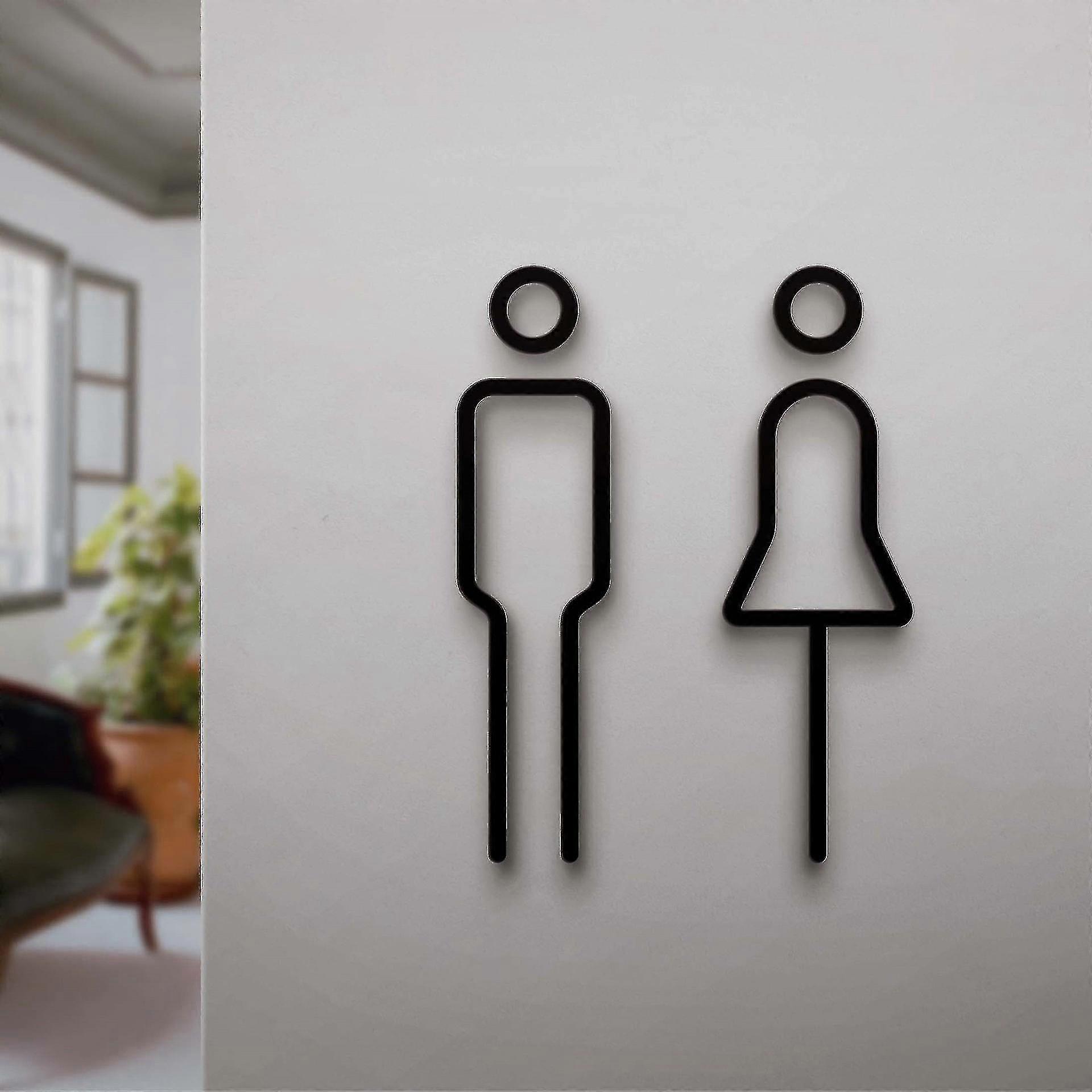 لوحة حائط معدنية لرجل وامرأة، لوحة باب المرحاض، ملصق غرفة الغسيل، لوحة لافتات المرحاض - لوحات فضية