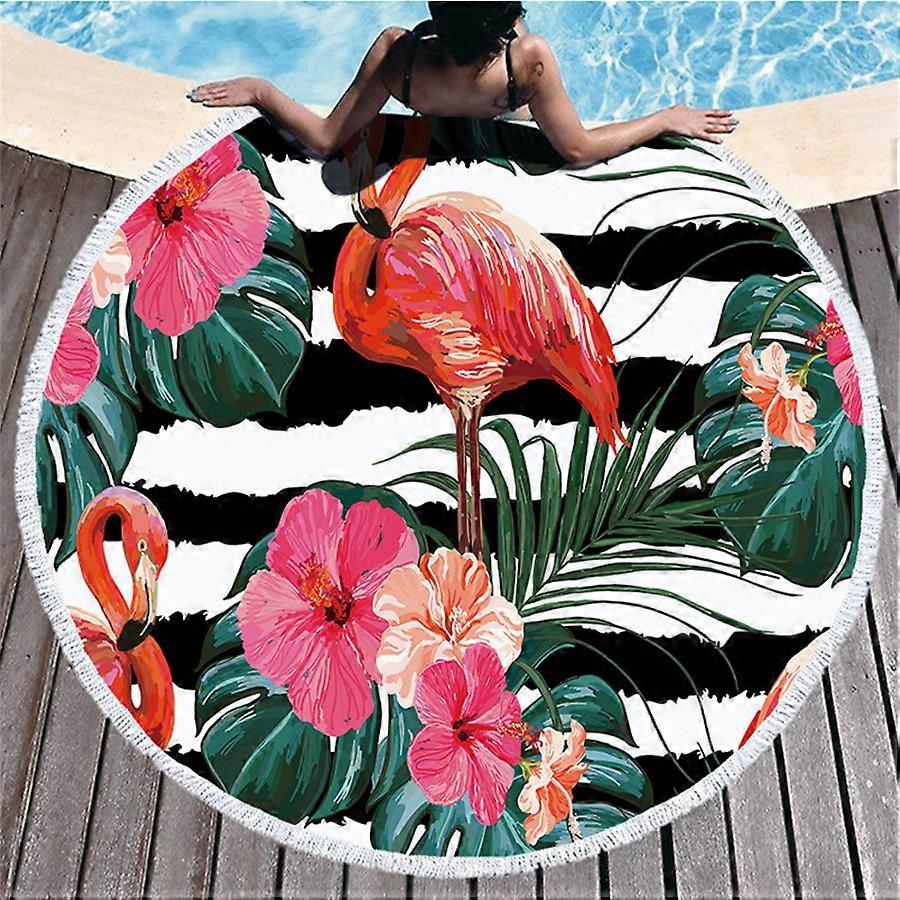 Towel Beach Towel Shawl Fast Drying Swimming Gym Camping Big Round Beach Towel Flamingo 3D Printed Beach Towel 04