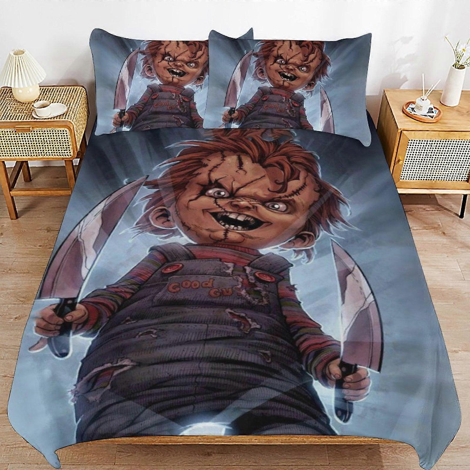 Bedding set WM473 Bride of Chucky Bedding Set Duvet Cover Comfortable and Lightweight Cartoon Bedding 3 Piece (Multiple sizes to choose from) SW473