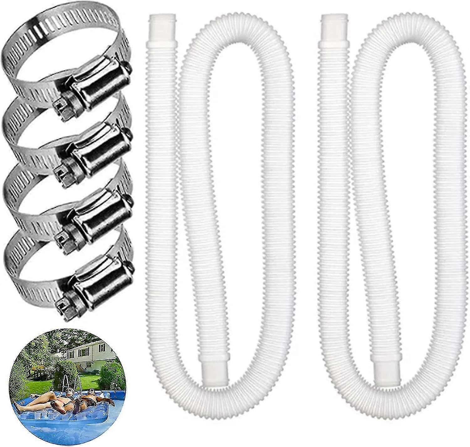 2pcs Swimming Pool Replacement Hose For Pool Filter Pump (59x1.25inch)