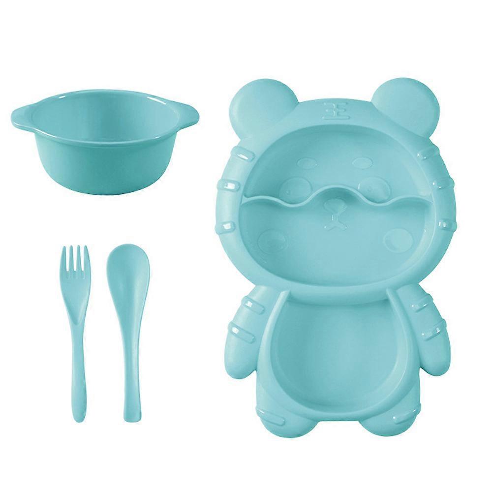 Meal Set, Portion Control Divided Plate With Fork And Spoon For Kids Blue