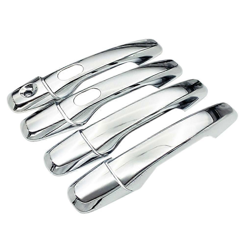8PCS ABS Silver Chrome Outer Side Door Handle Cover Trim with Smart Hole for Explorer 2011-2018