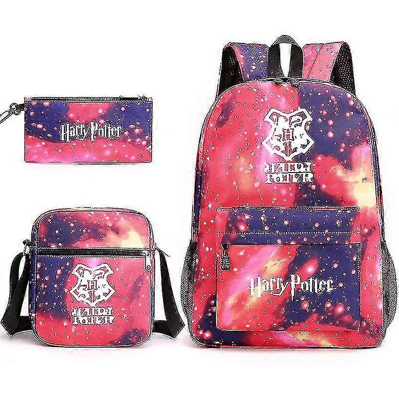 Harry Potter Academy Badge R Ryggsäck Student Skolväska Axelväska Pennväska Tredelat set