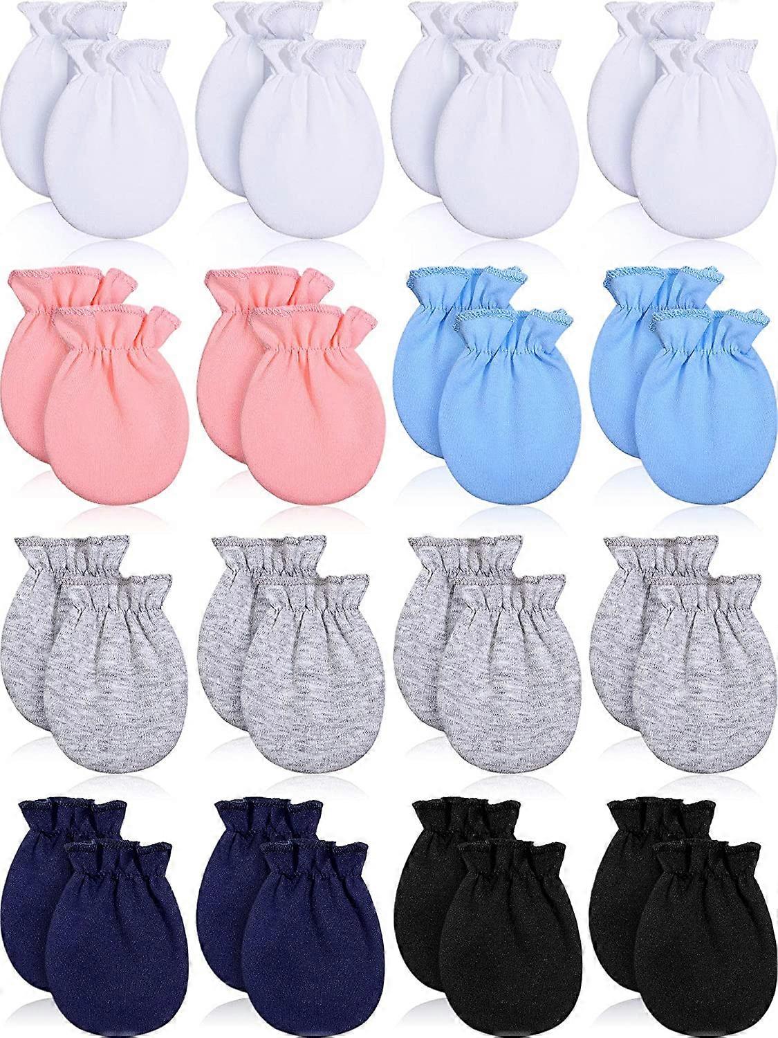 16 Pairs Newborn Baby Mittens Cotton Gloves Infant No Scratch Mittens for 0-6 Months Boys Girls