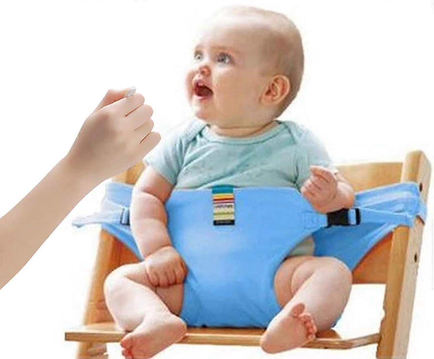 Portable Travel Chair (Blue) and Safety Seat Seat belt for babies and toddlers with sling seat.