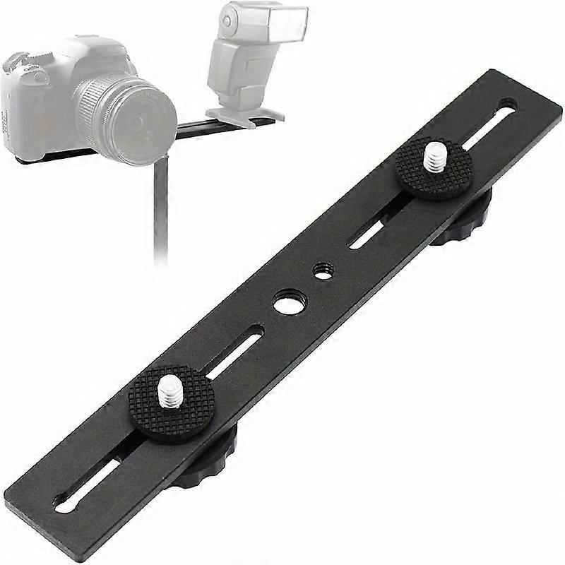 8"/20cm Dual Speedlite Camera Mount Tripod Bracket Flash Extension Bar, 8" Dual Tripod Bracket For Camera, LED Video Light, DSLR Camera, Flash Light