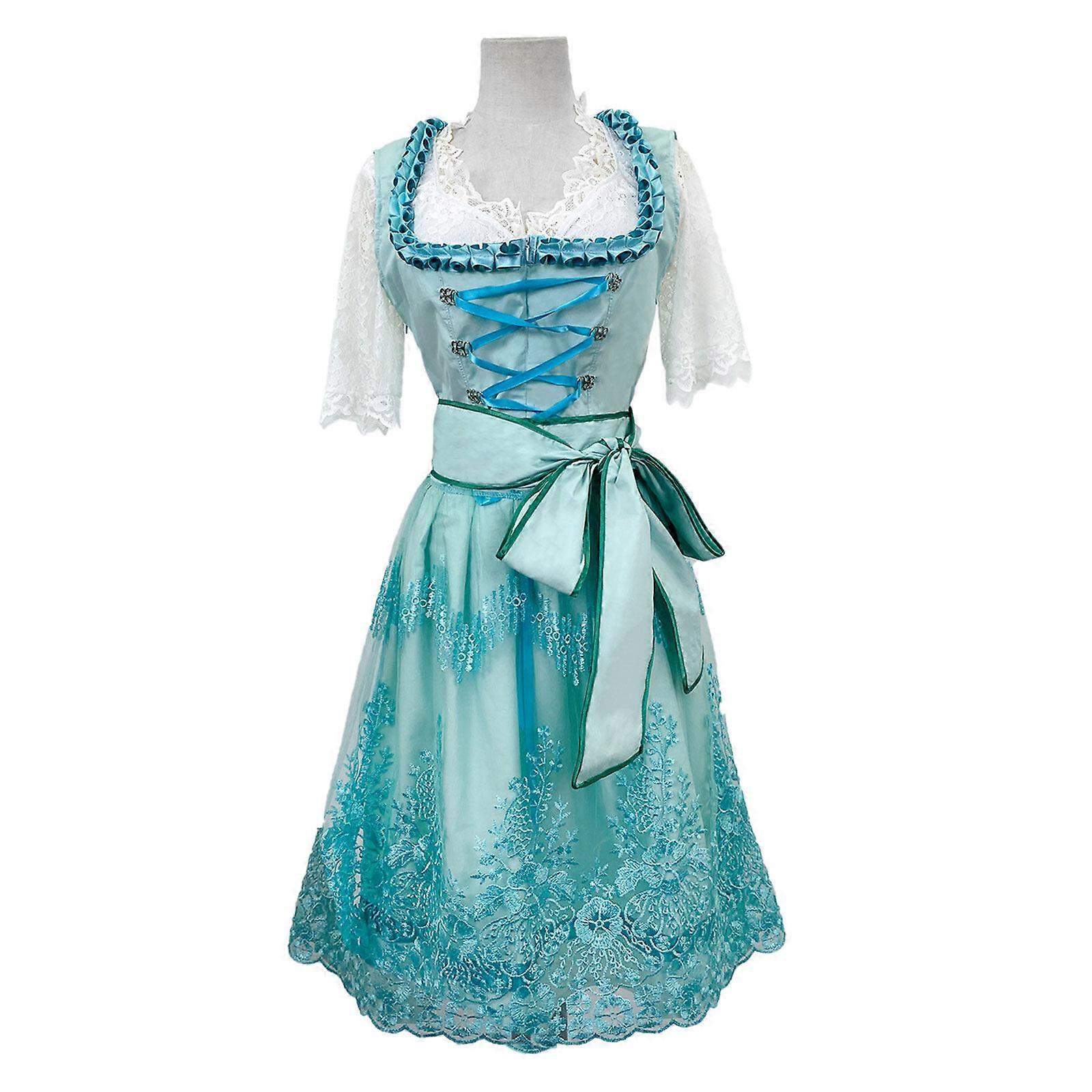 Dámské Dirndl Midi šaty Dirndl Šaty 3-dílné Kostýmové šaty Set včetně Krajka Dirndl Zástěra Kostým Móda na pivní festival