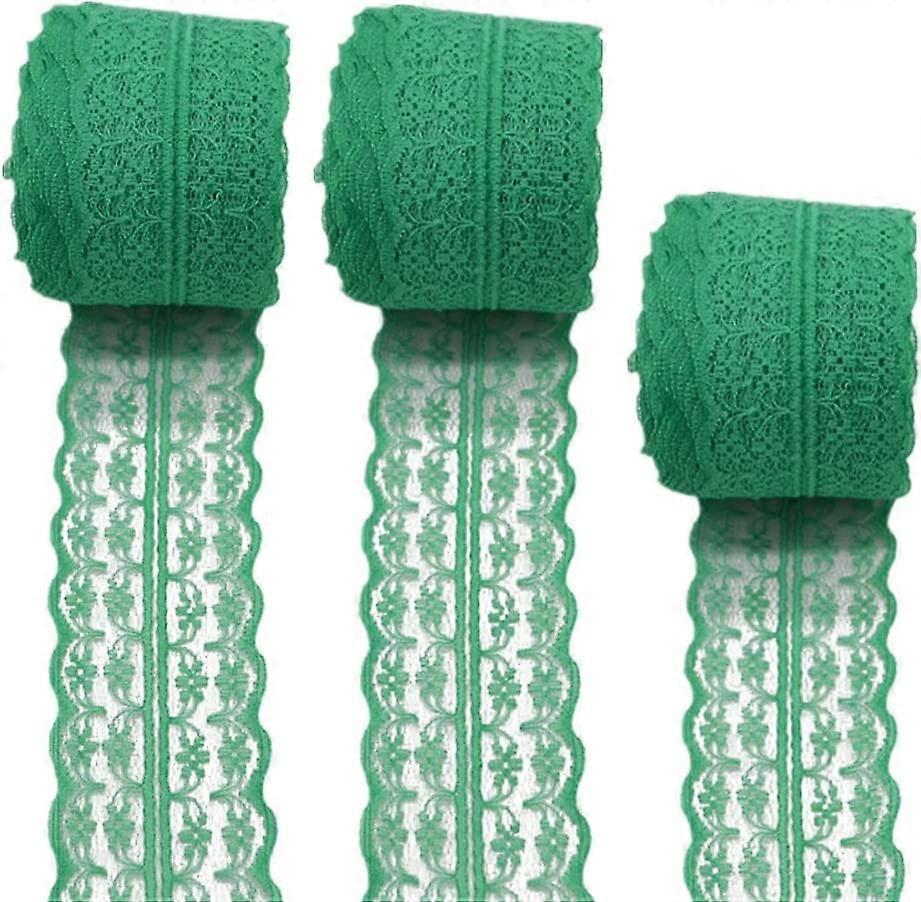 10m Blumen doppelseitiges Spitzenband DIY Schmuck Herstellung Geschenkpapier (weiß) 3 Rollen
