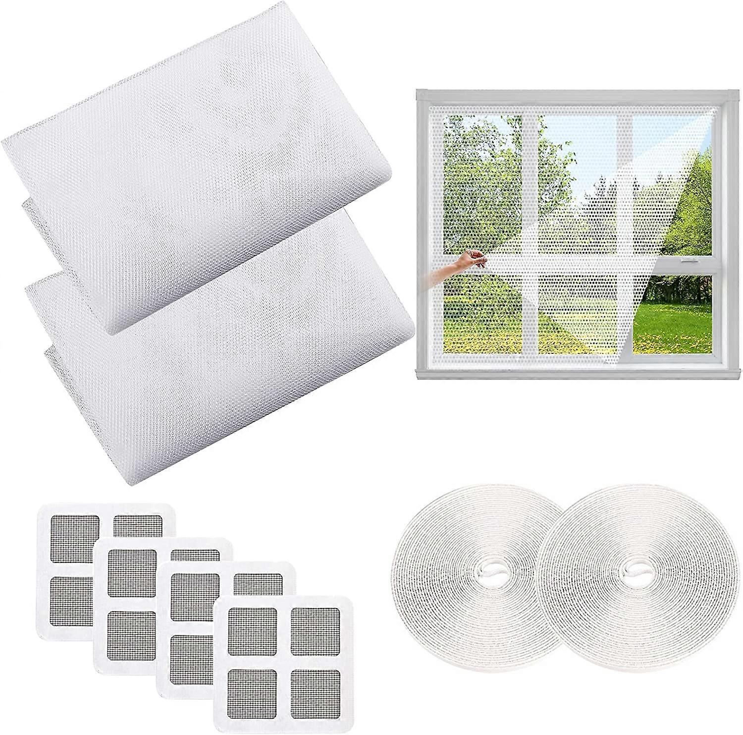 Fly Screens for Windows, 2PCS Universal Window Net (1.52m), Adjustable Window Screen, Invisible Mosquito Net for Windows(with Selfadhesive Tapes and P
