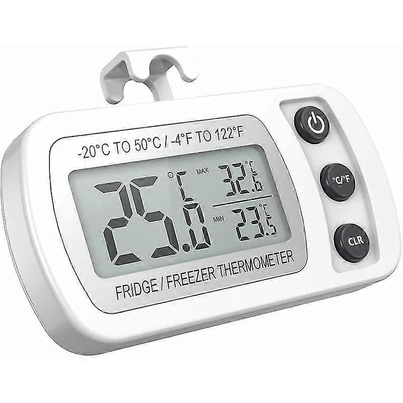 Fridge Thermometer Lcd Display Digital Waterproof Freezing Thermometer With Magnetic Hook White Fridge Thermometer (-20~50)