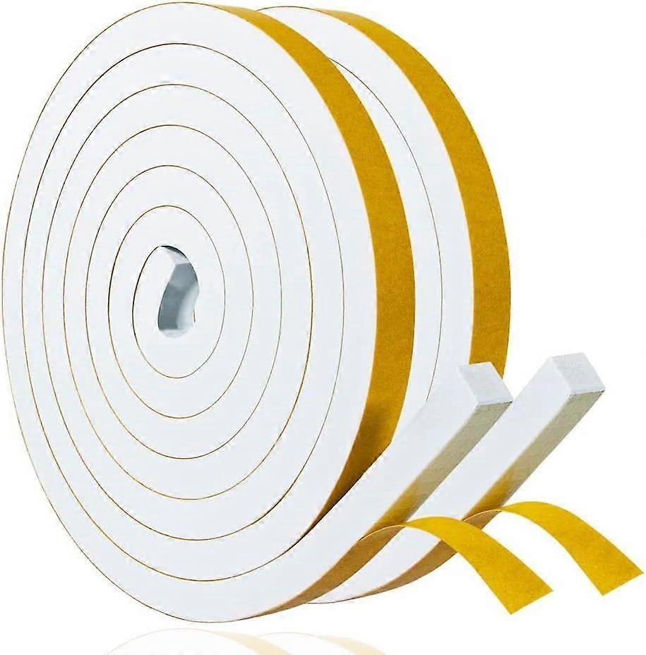 Adhesive Weather Stripping Foam Tape 12mm(W) x 10mm(T) Draught Excluder Tape for Door Window SoundProof Weather Strip Tape Seals