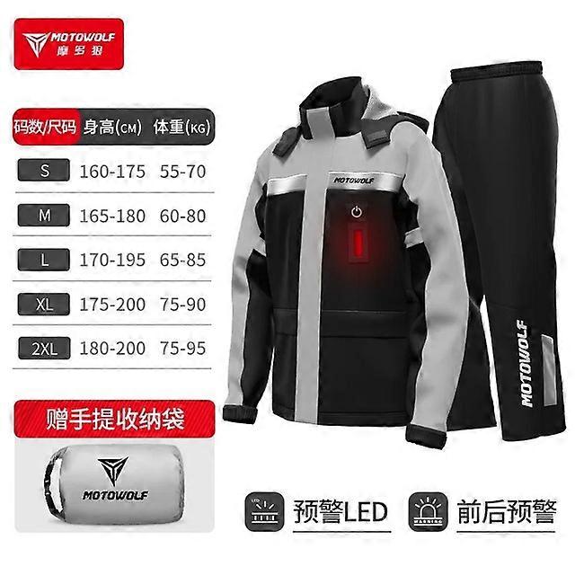 Combinaisons de pluie de moto Split Set Combinaison de pluie imperméable Vêtements de pluie portant des combinaisons de pluie à séchage rapide réfléchissantes à lumière LED