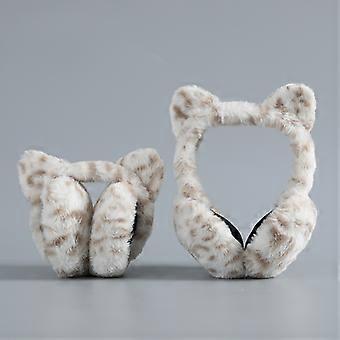 1PCS Cache-Oreilles d'Hiver de Imprim lopardD, Cache Oreille Fille Peluche Doux Protection Oreille Hiver Pliable Earmuffs pour Fille Homme Femme, Couv