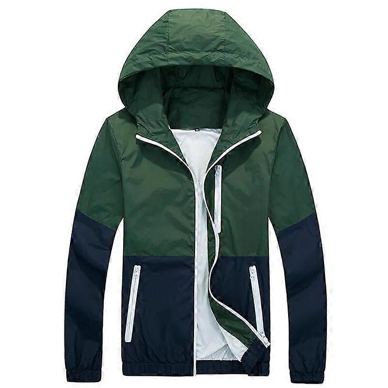 Herrenjacke Mode Herbst Frühling Herrenjacken lässig dünn Patchwork Herren Kapuzenmäntel Slim Kleidung MWJ035 Armeegrün