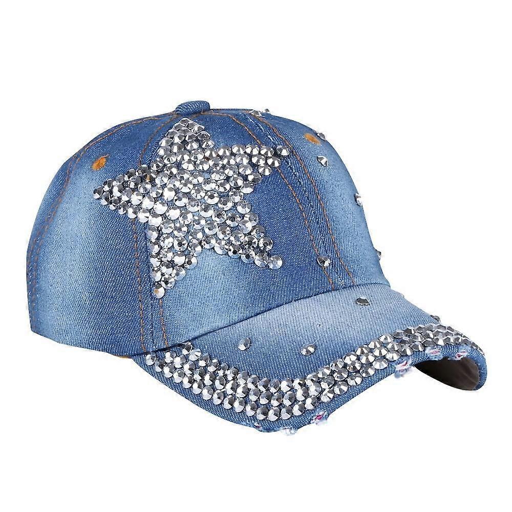 Women's  Star Rhinestone Baseball Cap Sun Snapback Hat Gorra