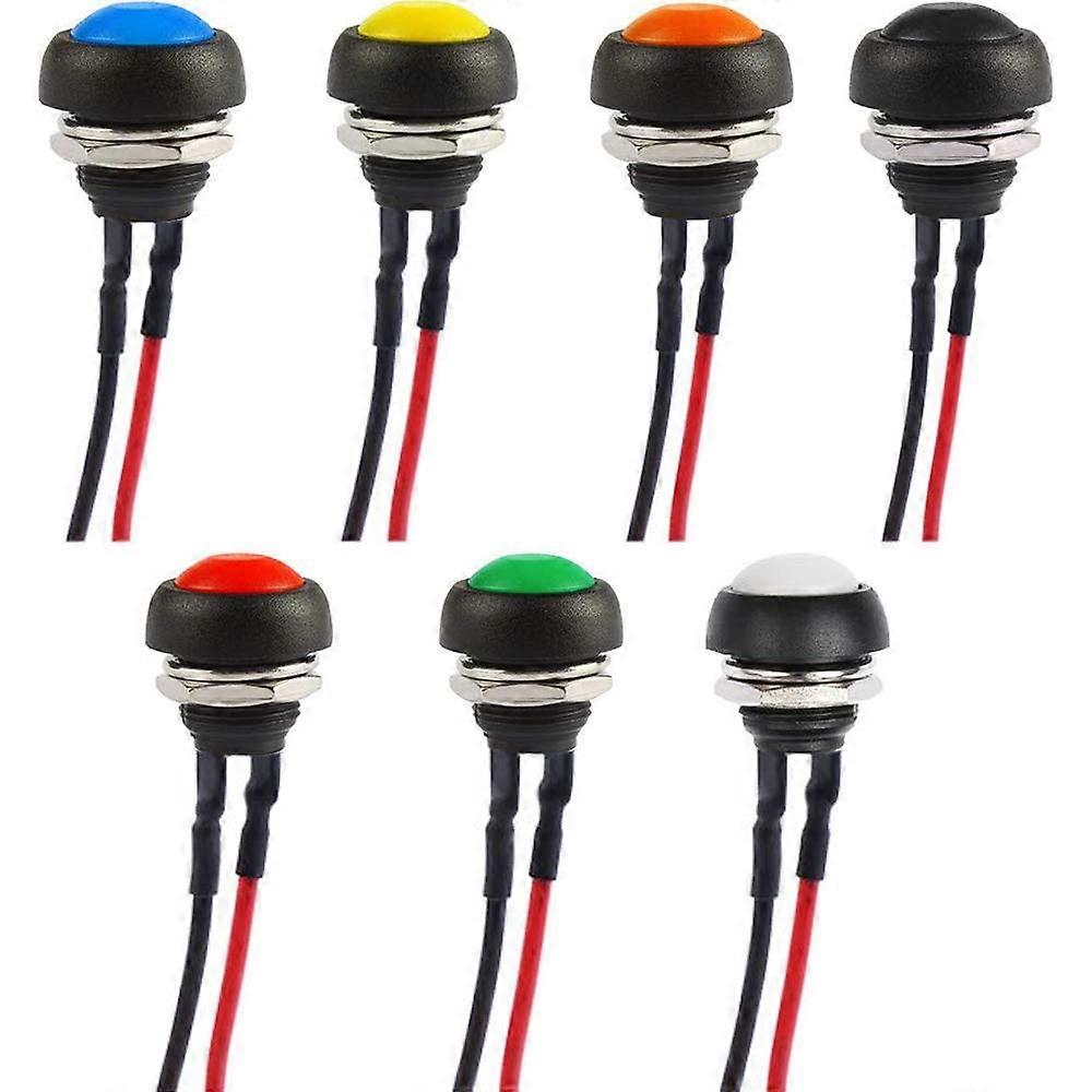 7pcs 12mm Waterproof Momentary Push Button Switch, Mini Push Button Horn Switch, round push button switch, push button switch 12v,momentary power swit