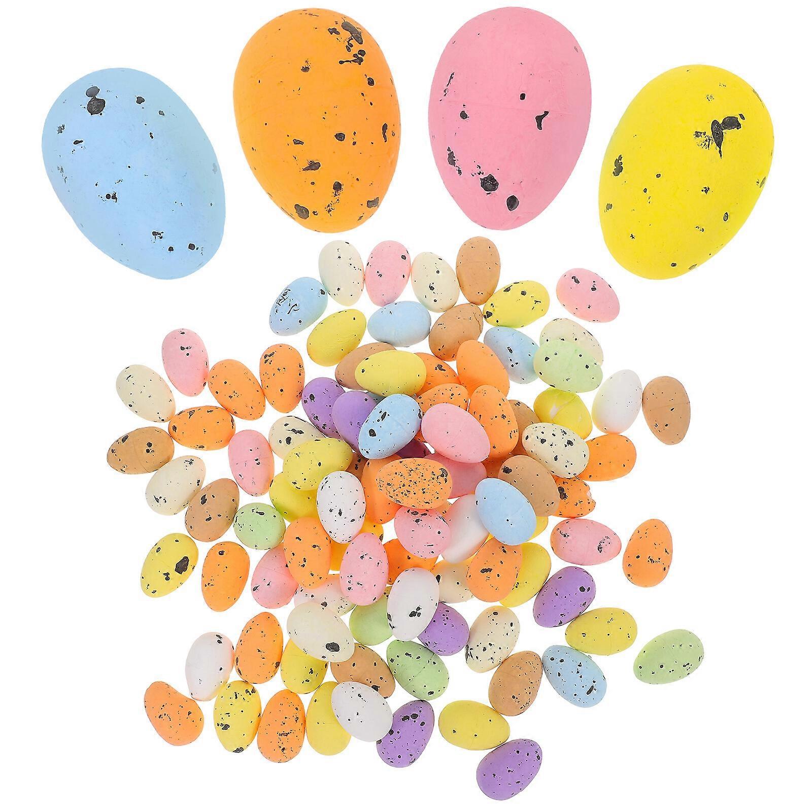 100pcs DIY Foams Easter Eggs Imitation Colorful Eggs Easter Stuffer Decorations 3cm