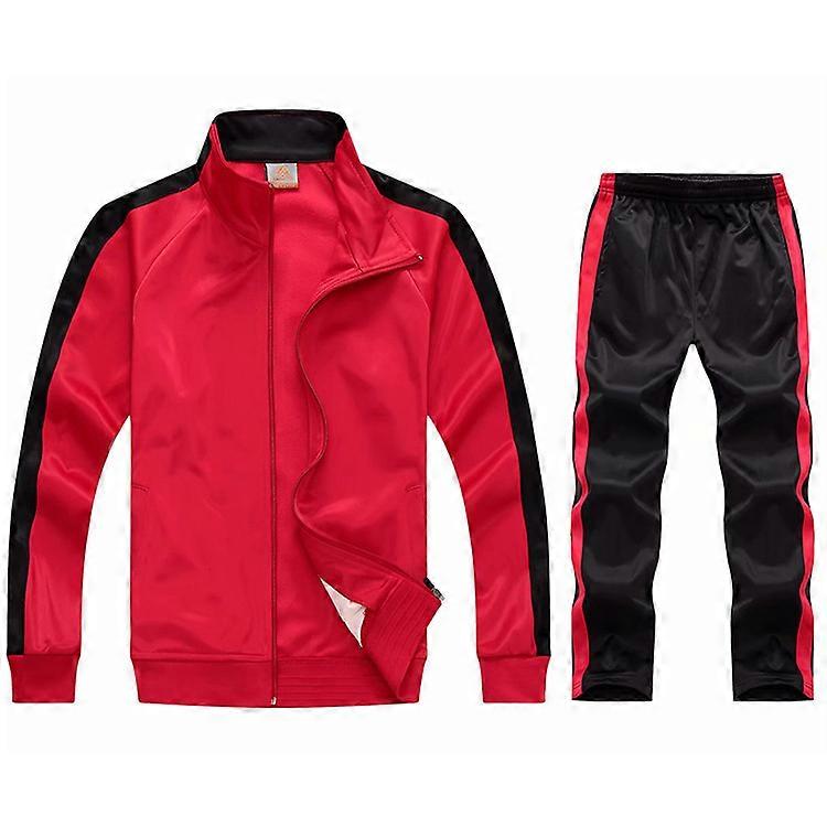 Men's Casual Sports Suit Zipper Hooded Jacket + Pants Tracksuit Sweatshirt Set