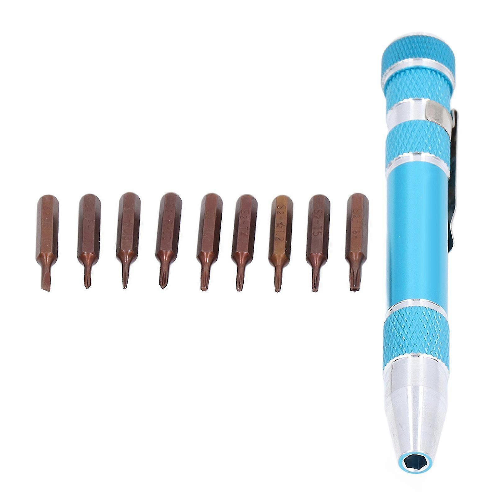 Multifunction Mini Pen Type Screwdriver With 9 Bits For Electronics