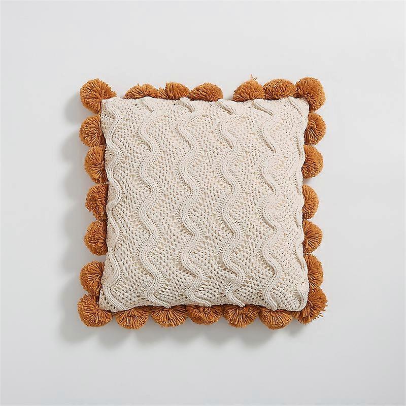 Best Price Pillow Case Chunky Knit Pattern Seat Cushion With Pom Pom Arrival Knitted Throw Case Decorative Cushion Pillow
