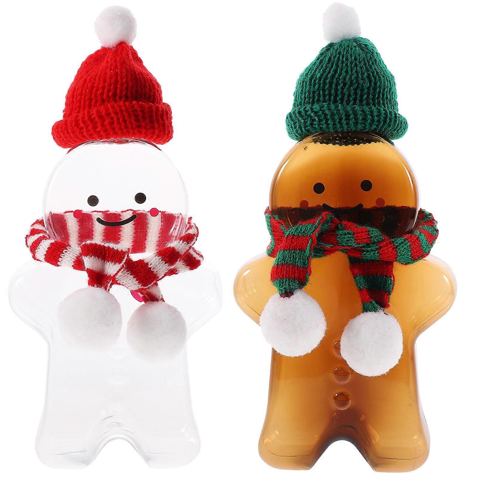 2 Sets of Christmas Candy Cookie Jars Plastic Biscuit Jars Cookie Biscuit Containers Party Favors