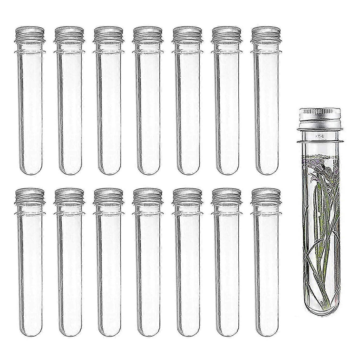14pcs Test Tubes Plastic Transparent Test Tubes With Aluminum Lids