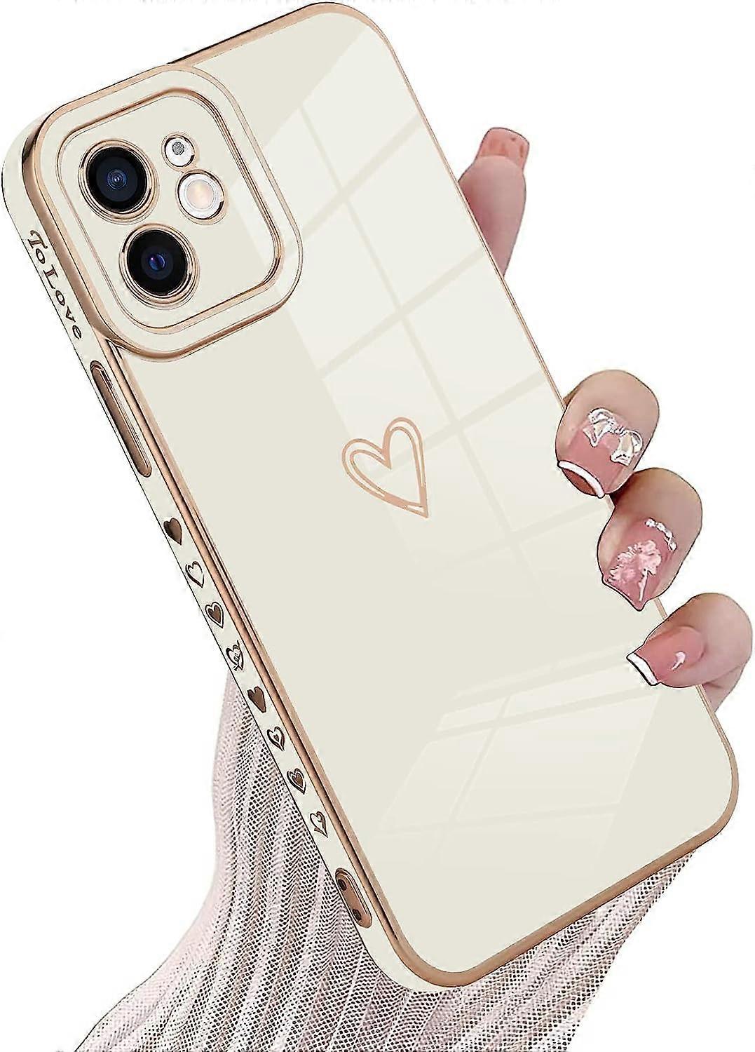 Compatible with iPhone XR Case for Women Girl, Plating Edge Cute Love Heart Soft TPU Bumper Shockproof Protection Phone Case Cover for iPhone XR 6.1 I