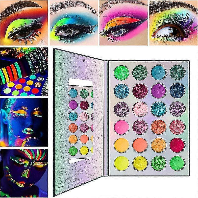 24 Colors Glitter Neon Glitter Eye Shadow Palette Long Lasting