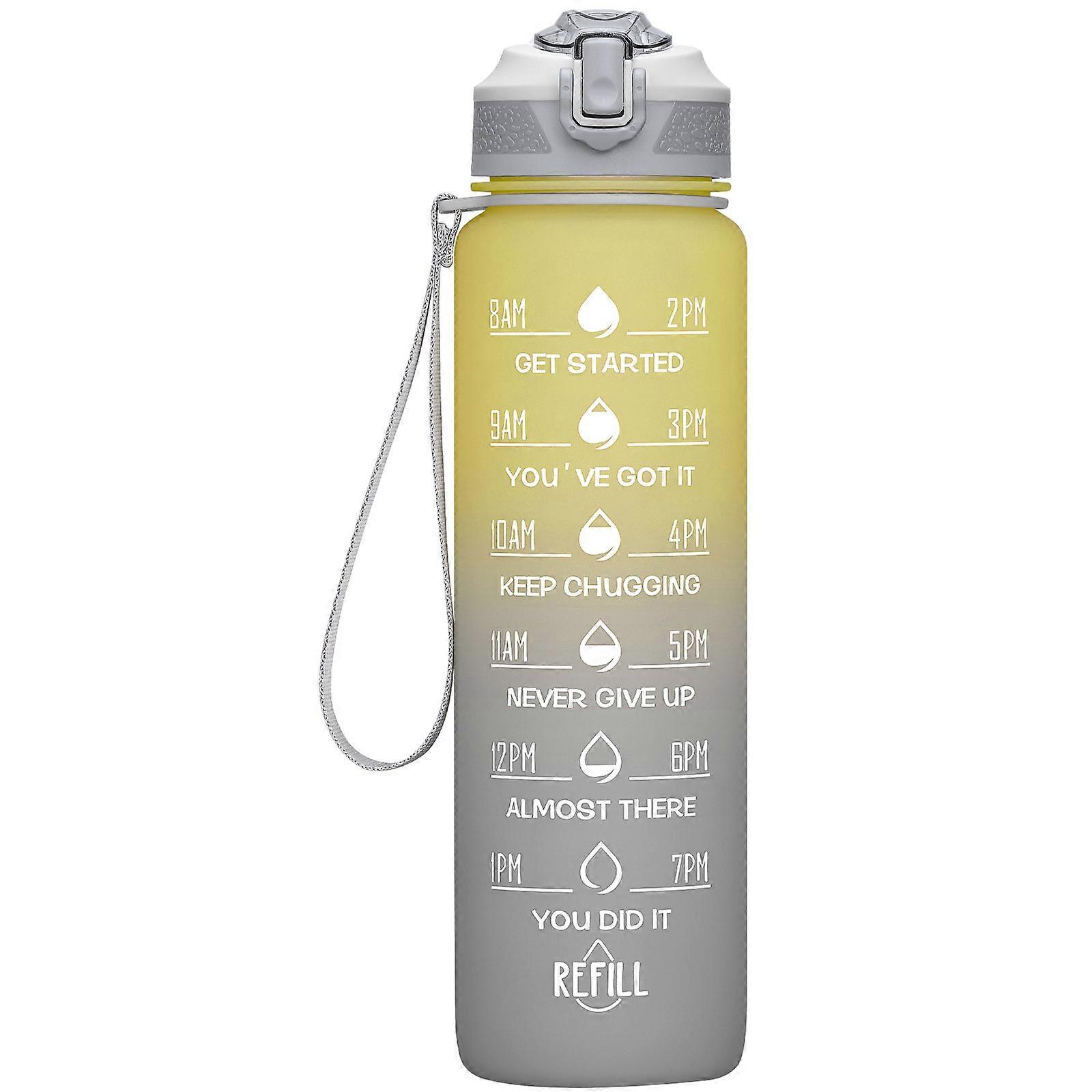 32/24 oz Water Bottles with Removable Straw & Time Marker, Motivational Sports Bottles, Leakproof Water Jug for Fitness