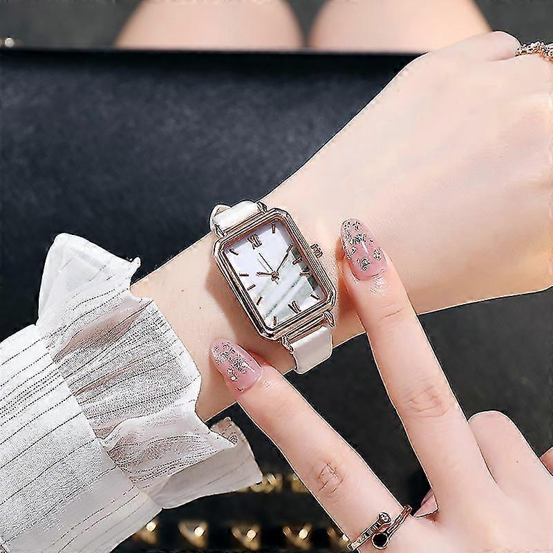 Montre à quartz à cadran vert malachite vintage de mode pour femmes avec bande de cuir