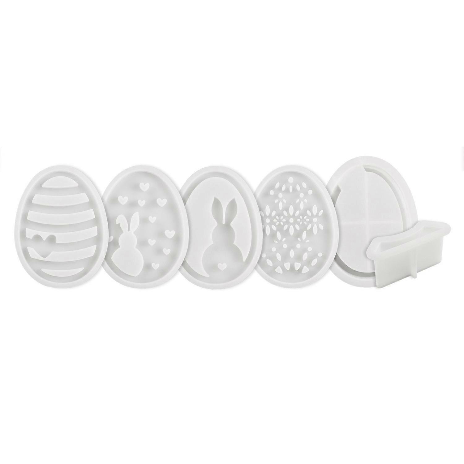 6Pcs Easter Silicone Mold Set for Epoxy Plaster Cement Bunny Egg Shape Mold Easy Release Flexible