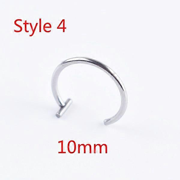 Läppring titan stål näsring munring fejkperforering 10mm silver