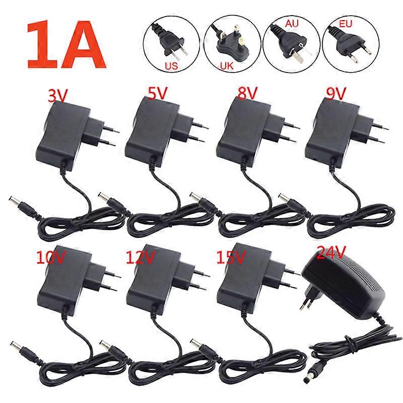AC 110-240V DC 3V 5V 6V 8V 9V 10V 12V 15V 24V Power Adapter 1A US EU Power Charger Adaptor Supply For LED Light Strip Camera