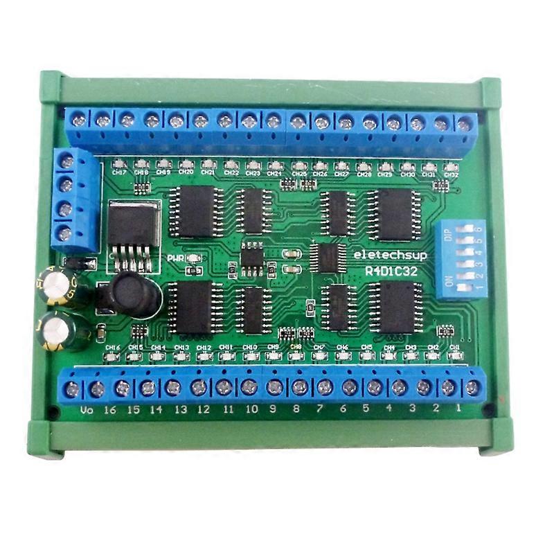 DC 12V 24V 32-kanavainen DIN35 C45 kiskokotelo RS485 Modbus RTU ULN2803A Darlingtonin transistoriohjain PLC IO laajennuskortti