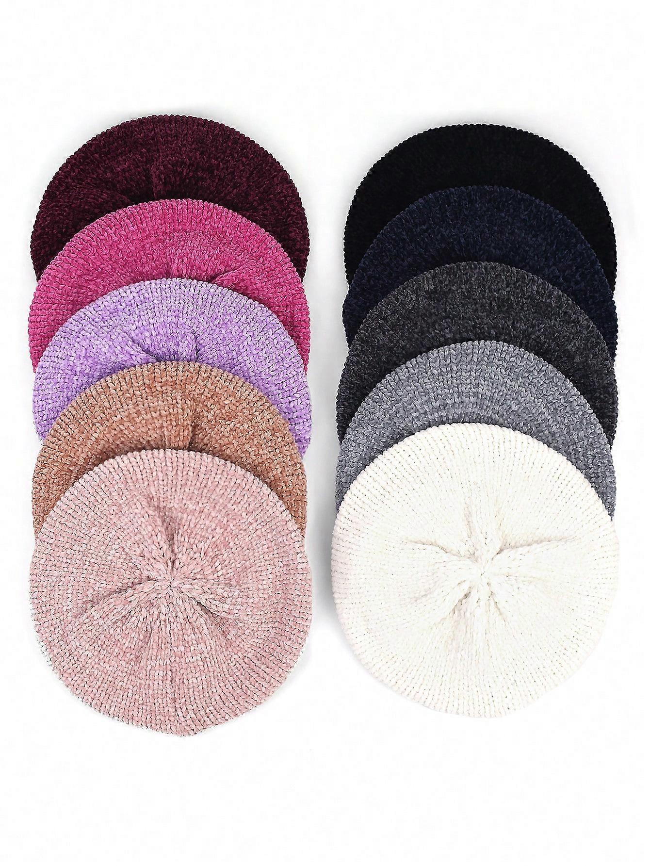 1 stk Kvinner Vanlig Chenille Lue Hatt, Varm & Fasjonabel Fritidsklær, Høst / Vinter