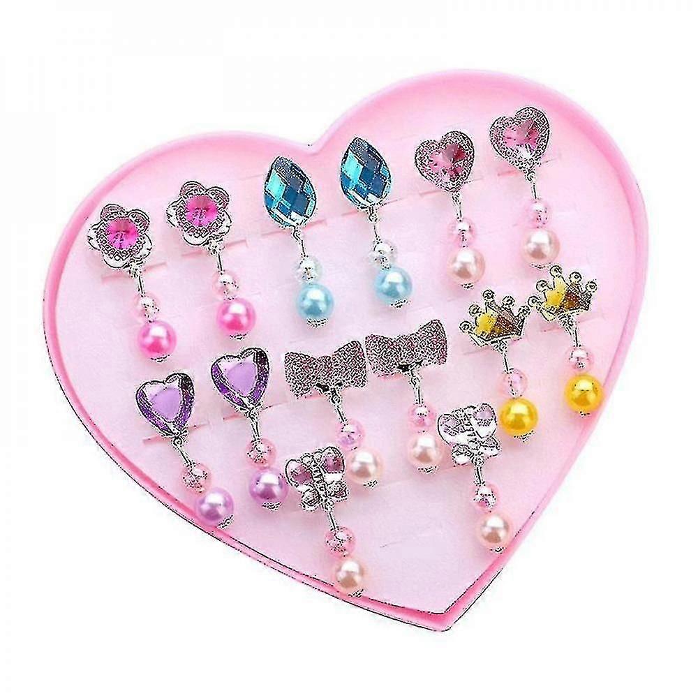 مشابك أذن الأطفال بدون ثقوب الأذن أقراط وهمية هدية مربع مجموعة تقليد حفر الأذن مقاطع بنات ألعاب الزينة 1 مجموعة ملونة