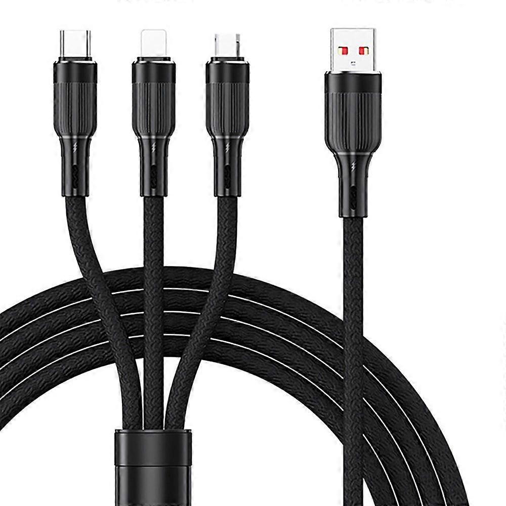 100W 3-in-1Data Cable Fast Charging 6A Max Battery Protection Type-C/Micro USB/8-Pin Efficient Charging Cable