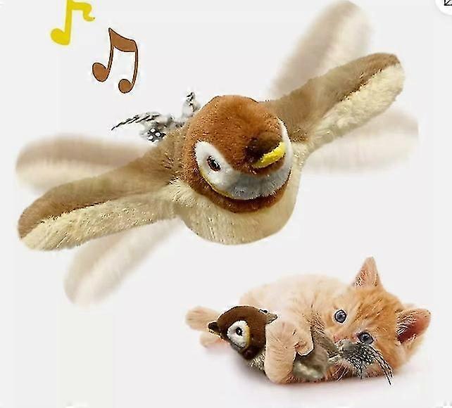 Electronic Interactive Flying Bird Cat Toy Hanging Pet Flapping Wings Sparrow -ZY