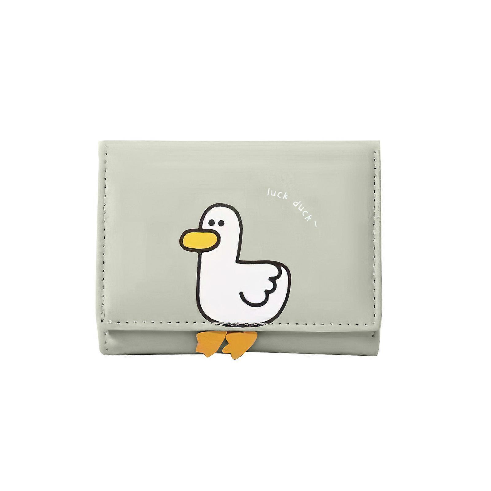 Compact Cartoon Duck Purse, Practical PU Leather Short Wallet