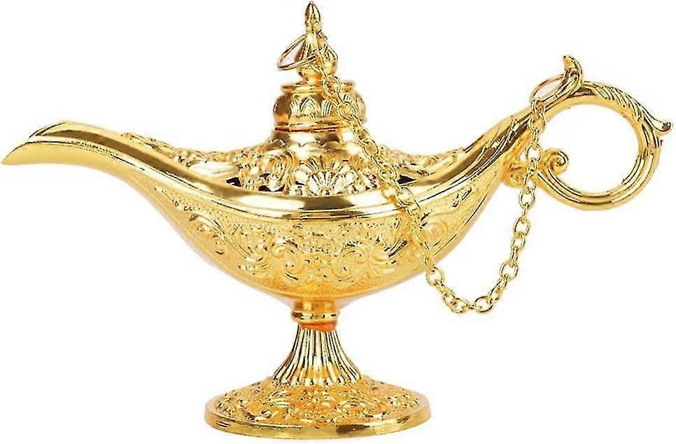 Metal Genie Lamp Aladdin, Aladdin Magic Genie Light Luxury Luxury Magic Teapot Retro Elf Light Teapot Oil Lamp Compatível com Coleção Caseira de Light Wishi