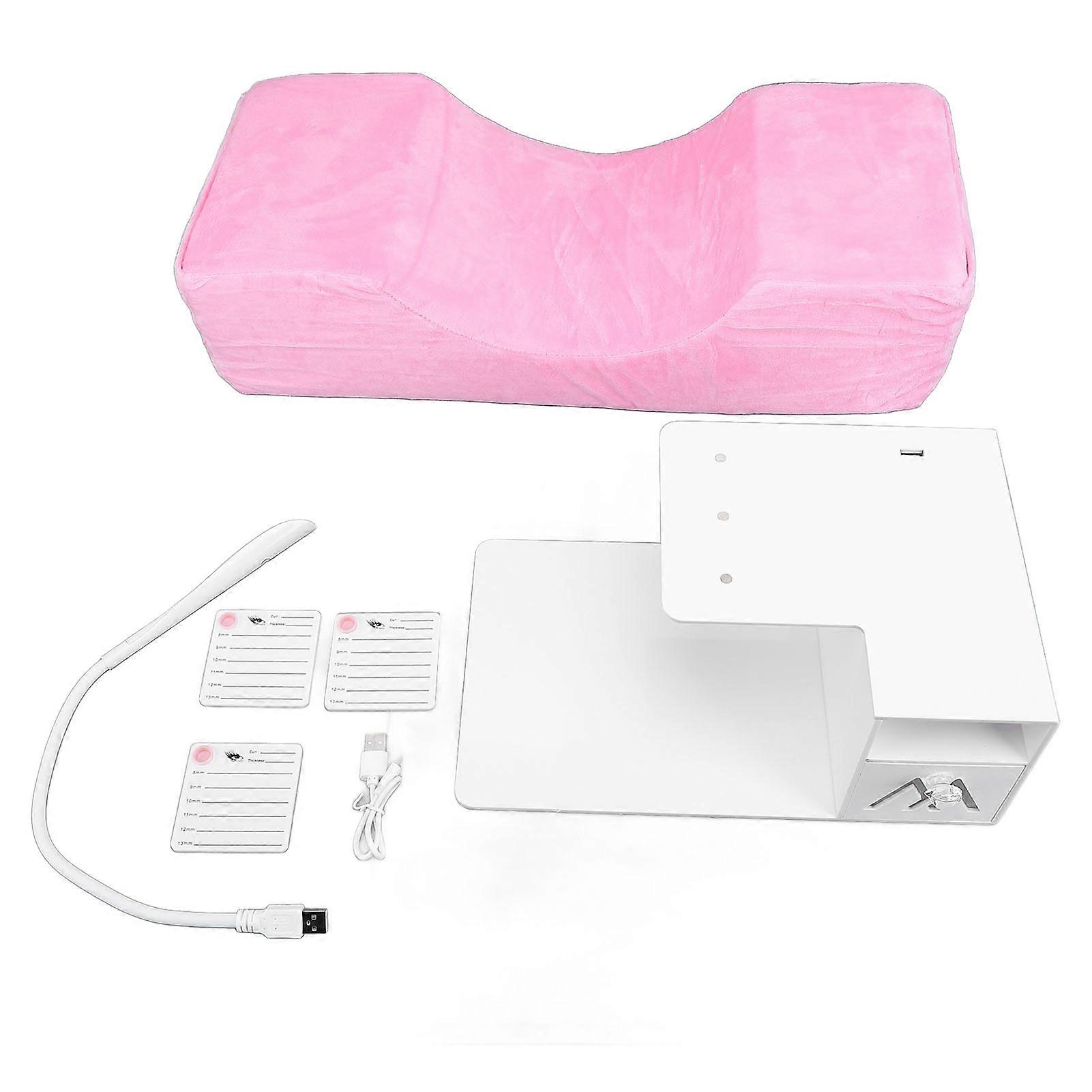 Lash Extension Pillow with Shelf Organizer Stand 3 Brightness LED Light Blue Lighting Pink U Shaped Eyelash Extension Pillow Shelf Stand