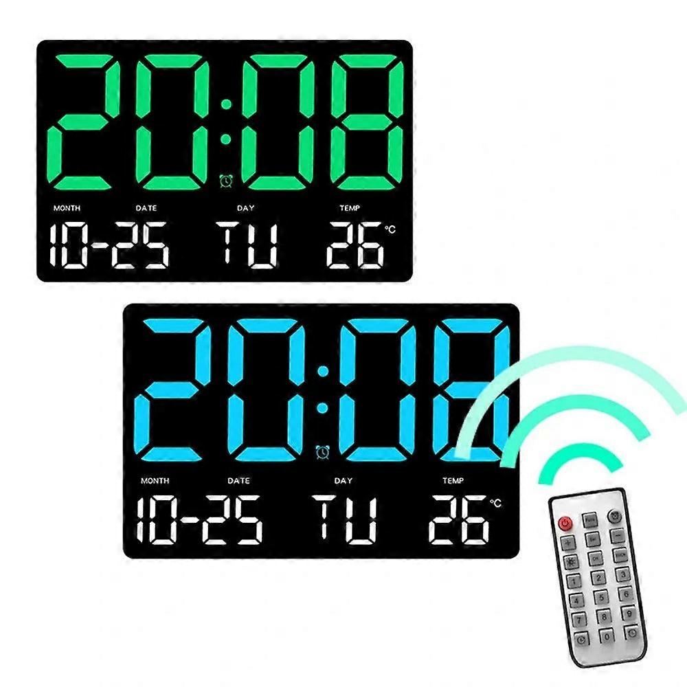 Large Digital Wall Clock With Led Display, Adjustable Brightness, Indoor Temperature, Date, Week, 12/24h For Home, Office, Classroom