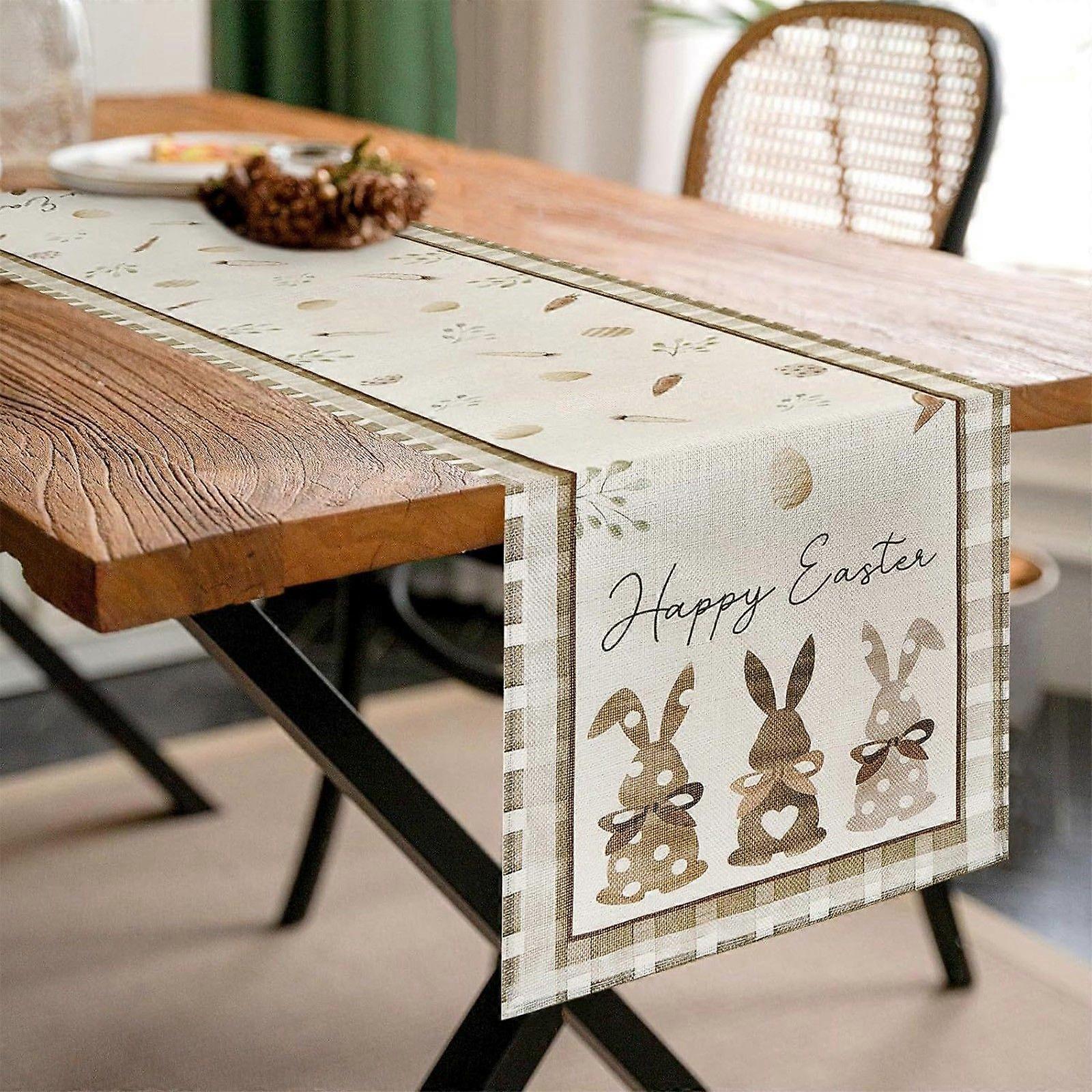 Cute Rabbits Radish Eggs Themed Tablecloth Linen Printed Table Flag Easter Restaurant Decoration 4 Sizes Available Flye253725