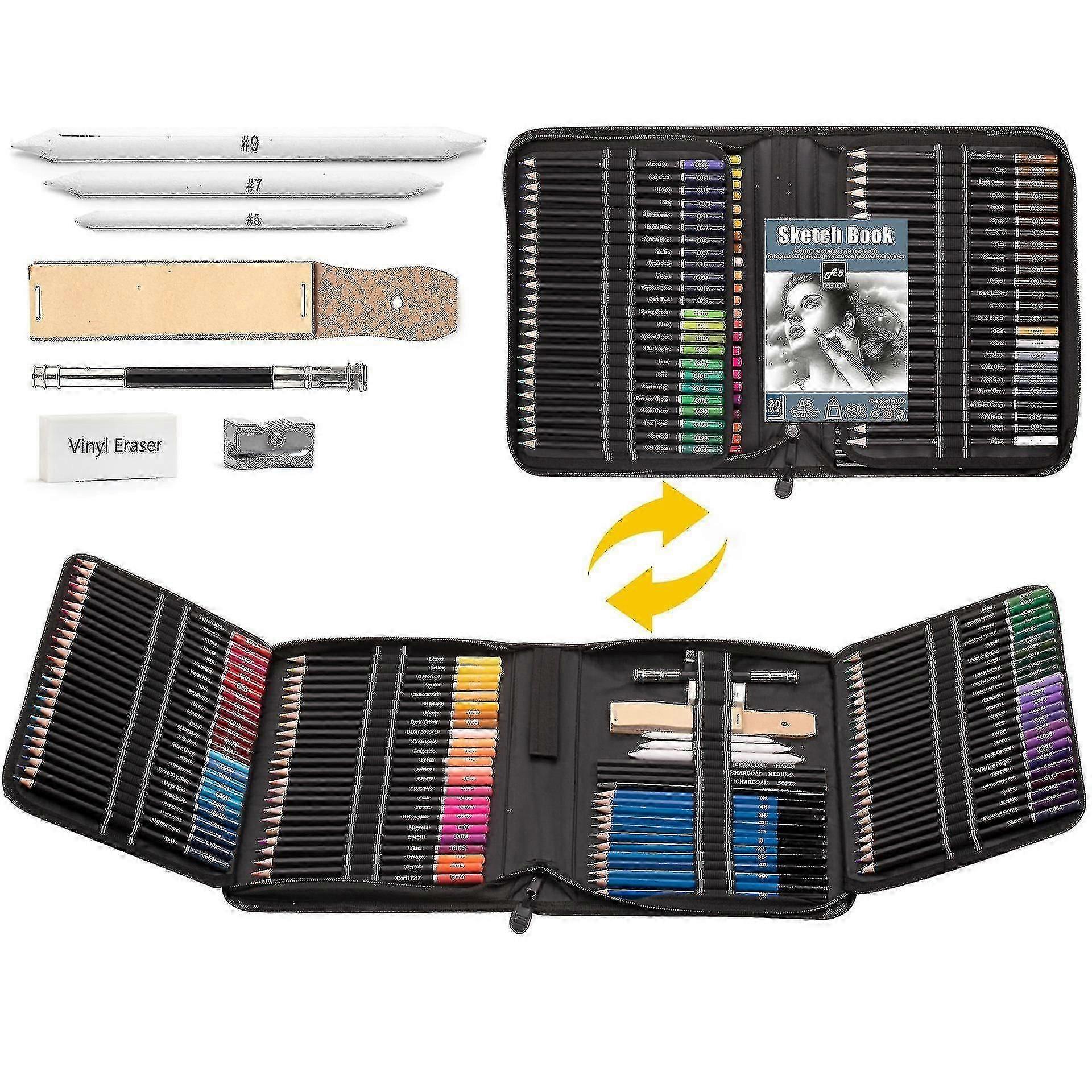 144pcs επαγγελματικό σετ μολυβιών για καλλιτέχνες και παιδιά, είδη τέχνης για σχέδιο και χρωματισμό