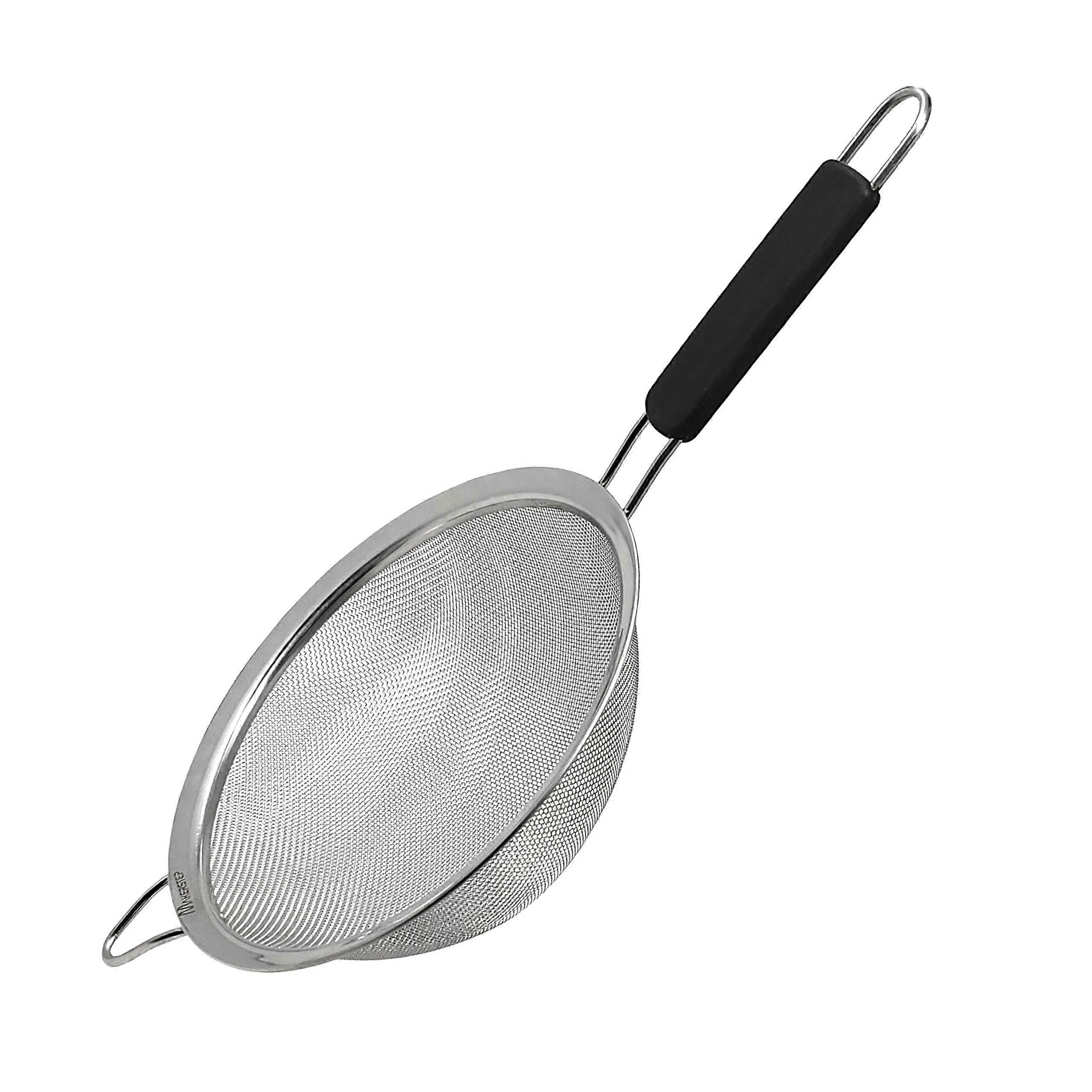8 Inch Large Stainless Steel Mesh Strainer with Insulated Handle for Cooking, Sifting, and Draining Food