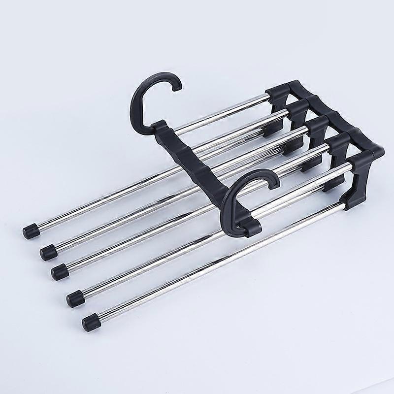 5 In 1 Stainless Steel Wardrobe Adjustable Magic Trouser Hangers Multifunction Pant Rack Towel Shelves