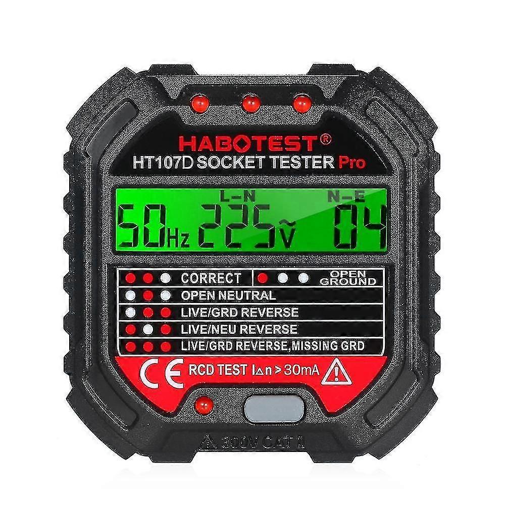 Habotest Ht107d Outlet Tester With 90-250v Socket Tester Automatic Electric Circuit Polarity Voltage Detector Breaker Finder