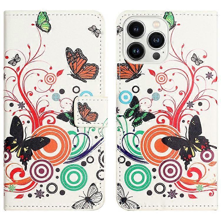 Compatible For iPhone 16 Pro Max Case PU Leather Wallet Phone Cover Pattern Print