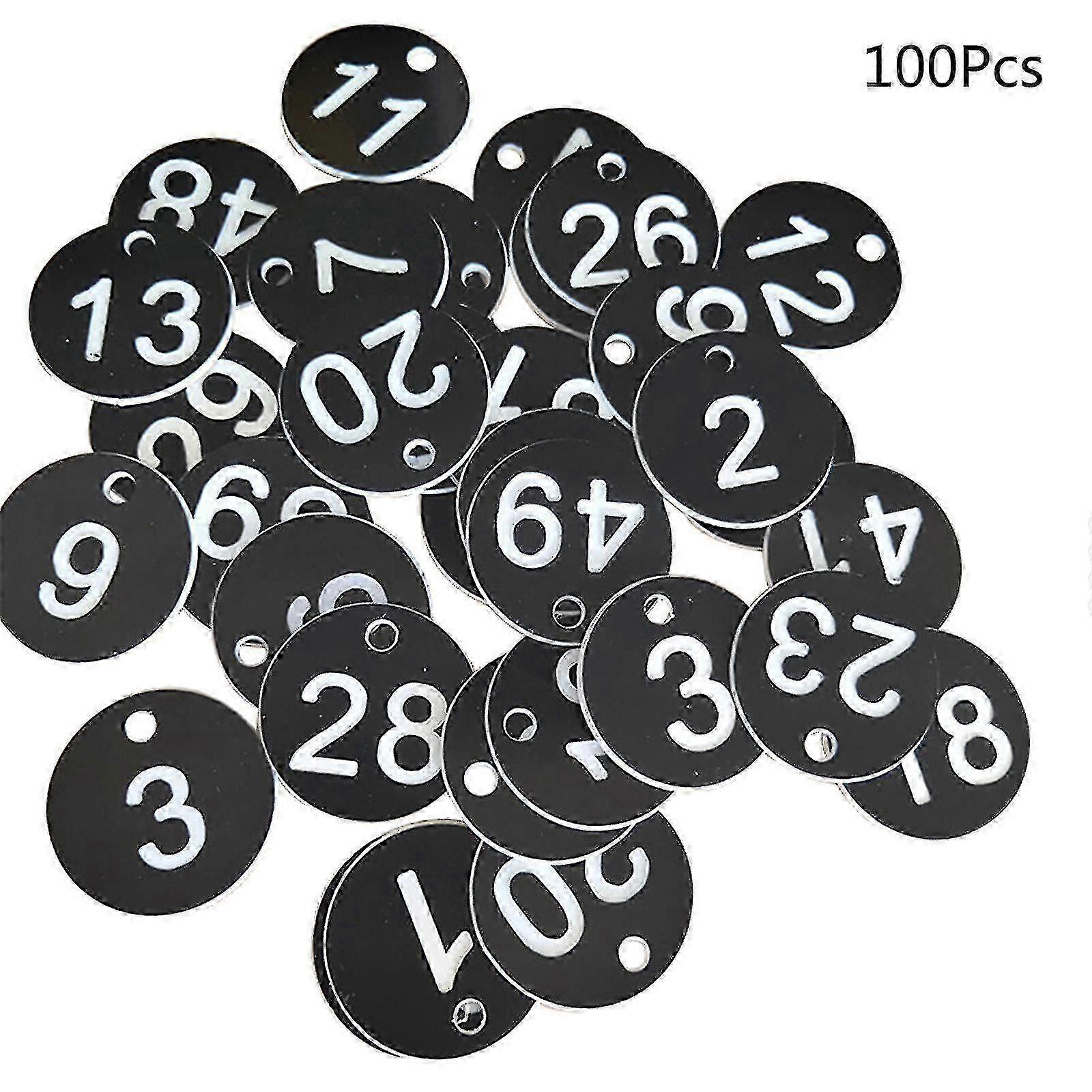 100pcs البلاستيك معرف عدد العلامات 1-100 محفور رقم معرف العلامة الملونة لحلقة مفتاح